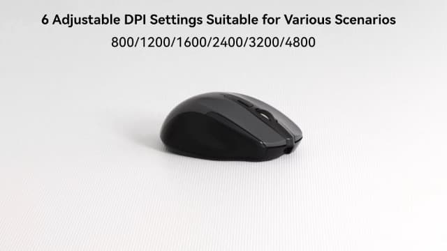 Bluetooth Mouse (BT5.0/3.0 & 2.4G) Rechargeable Wireless Mouse, 4800 DPI Optical Tracking, 6 Adjustable DPI, 2.4GHz with USB A Receiver, Quiet Clicks, Ergonomic Grips, 6 Buttons - Grey