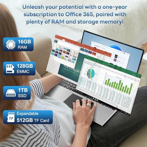 jumper Laptop Computer 16 Inch, Office 365, Laptops with 16GB RAM, 1152GB Storage, FHD IPS 1920x1200 Display, 12th N95 CPU(Up to 3.4GHz), 38WH Battery, 2 Speakers, Mini HDMI, 16:10.