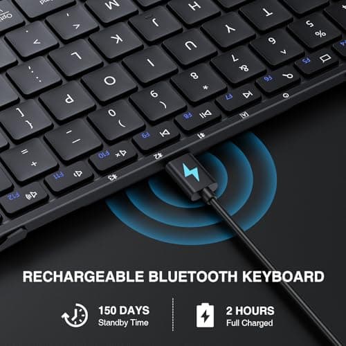 ProtoArc Foldable Bluetooth Keyboard, XK01 Folding Wireless Portable Keyboard with Numeric Keypad, Full-Size Travel Keyboards for iPad Tablet Smartphone Laptop PC Windows iOS Android, Black
