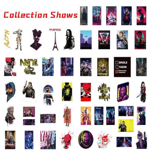 Pounchi City Game Stickers (100 Pcs with Keychain Pendant) Video Game PVC Sticker, Gifts for Laptop Water Bottle Skateboard Party Supplies Decorations Teens Kids