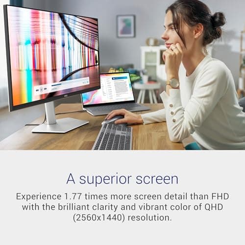 Dell S2722DC Monitor - 27-inch WQHD (2560x1440) 75Hz 4Ms Display, AMD FreeSync, Built in Speaker, USB Type-C Connectivity, Height/Pivot/Swivel/Tilt Adjust - Platinum Silver