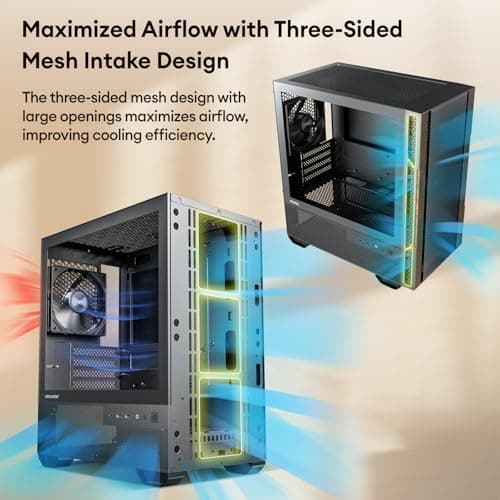 Genuine Walnut Wood Micro ATX Case, MATX PC Case with 4 × 120mm 3 Pin Non-PWM Case Fans Pre-Installed, Temper Glass Side Panel, with Type-C, Black, Cypress 3 Wood