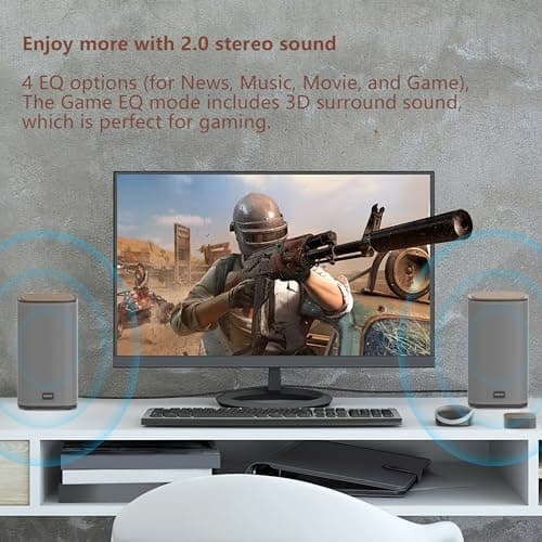 Bluetooth Computer Speakers with Wireless Touch Control Pod for PC Laptop/Desktop Wireless Stereo Gaming Speakers, 4 EQ Modes, Aesthetic Style, 2024 New Model