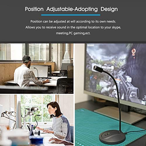 JOUNIVO USB Microphone, 360 Degree Adjustable Gooseneck Design, Mute Button & LED Indicator, Noise-Canceling Technology, Plug & Play, Compatible with Windows & MacOS