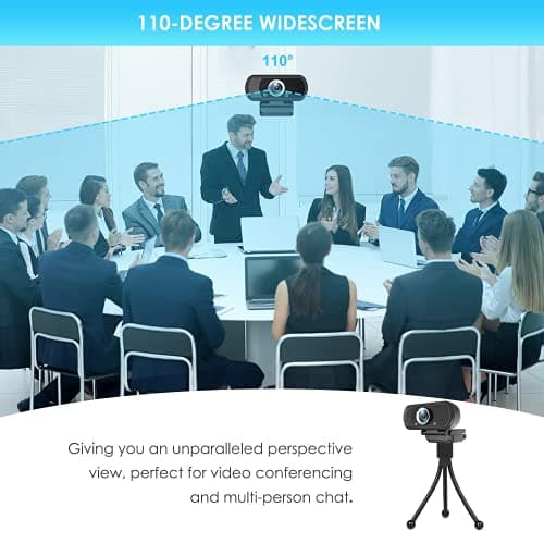 Full HD 1080P Webcam with Privacy Shutter and Tripod, Pro Streaming Web Camera with Microphone, Widescreen USB Computer Camera for Laptop Desktop