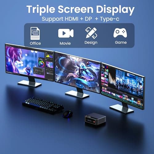 Beelink Mini PC AMD Ryzen 7 5825U Up to 4.5GHz 8C/16T, SER5 PRO Mini Computer with 32GB DDR4 RAM 1TB M.2 SSD, Support 4K Triple Screen Display(HDMI+DP+Type-C)/WiFi6/BT5.2/Gigabit LAN/Home/Office