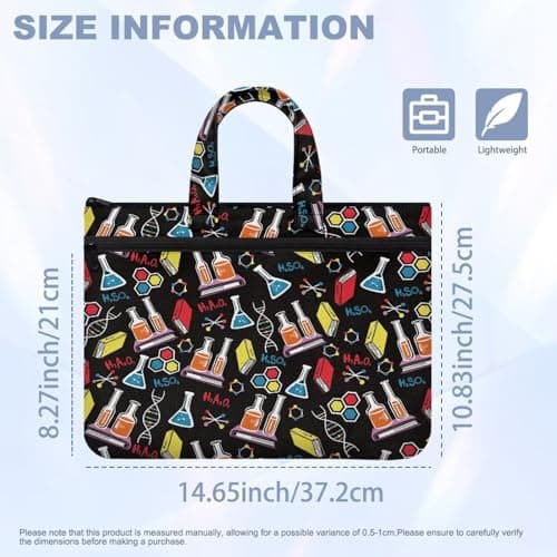 Large Document Pouch with Zipper Lightweight Tote Art Bag Reusable Filing Folder for School Office