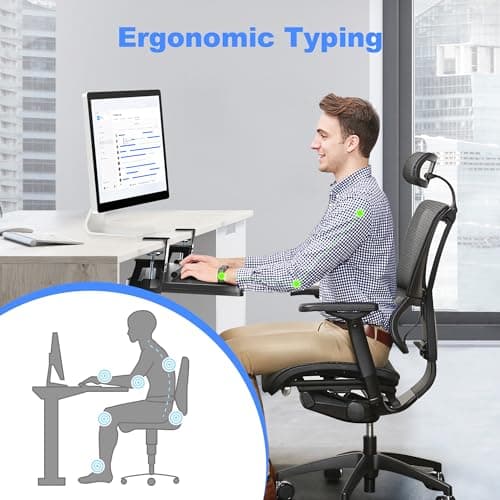 Keyboard Tray Under Desk Large C-Clamp 25.6” (30” Including Clamps) x 11.8” Slide-Out Platform Computer Drawer Pull Out Keyboard & Mouse Tray Black DSF4