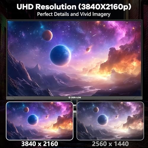 32 Inch 4K UHD (3840 x 2160) Computer Monitor, IPS 60Hz Ultra-Clear Screen, 100% sRGB, Eye Saver/Flicker Free Mode, FreeSync, Built-in Speaker, HDMI2.0 x2, DP1.4 x2