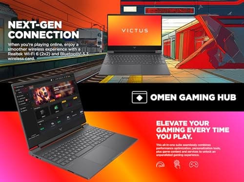 HP Victus Gaming Laptop, 15.6-inch FHD IPS 144Hz, AMD Ryzen 5-8645HS, NVIDIA GeForce RTX 4050, Wi-Fi 6, Backlit KB, Win11 Home, w/Mouse Pad (16GB RAM |1TB PCIe SSD)