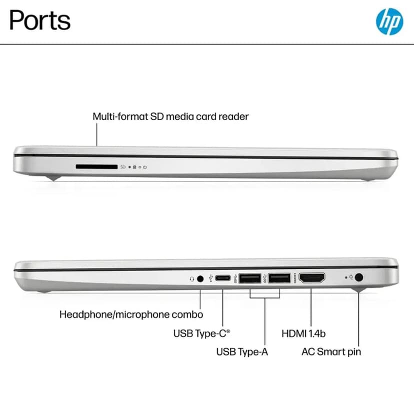 HP 14" LED Business Laptop Computer, 16GB RAM 640GB Storage (128GB UFS + 512GB SD Card), Intel Quad-Core N150 Processor, Windows 11 S & 1-Year Microsoft Office 365 Included, PLUSERA Earphones, Silver