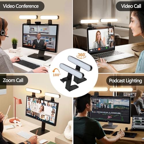 yAyusi Dual-lamp Video Conference Lighting, LED Streaming Light with Remote and Touch Control, Zoom Lighting for Computer,Webcam Laptop Monitor Ring Light for Video Calls/Zoom Meetings/Video Recording