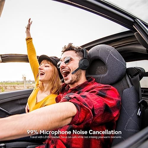 LEVN Trucker Headset, Trucker Bluetooth Headset with Noise Cancelling Microphone & Mute Button, Bluetooth Headsets V5.2 Multipoint for Work from Home/Cell Phone/Computer/Zoom/Teams/Truck Driver