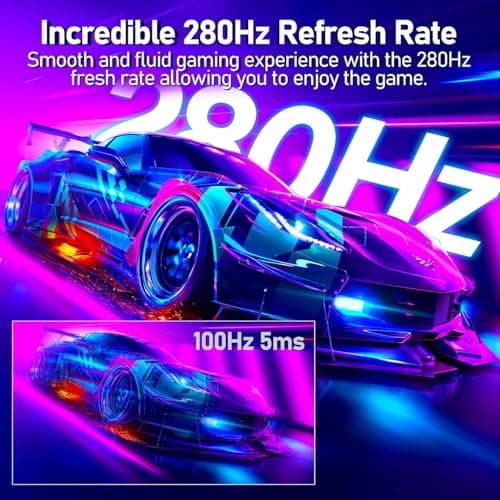 ZZA 27" Curved Gaming Monitor, Support 240Hz，Up to 280Hz, FHD 1920x1080, Three Narrow bezels,Computer Monitor FreeSync Premium - Ultimate Gaming Experience