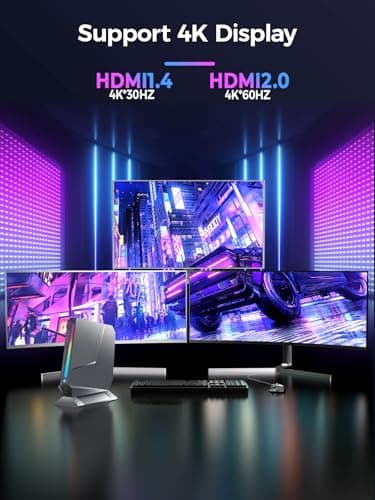 Mini Gaming PC Core i9-9980HK / GTX1650 4G, 32GB DDR4, 1TB PCIe4.0 SSD, RGB Lights, WiFi6E/BT5.3/1.0G LAN/2xHDMI 4K@60Hz Win11 Pro Mini Desktop PC Gaming Computer