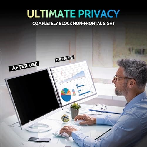 [2-Pack] 24 Inch Privacy Screen for Computer Monitor 16:9 Aspect Ratio, Eye Protection Anti Blue Light Glare Shield, 24inch Removable Black Blackout Anti Spy Desktop Security Private Filter