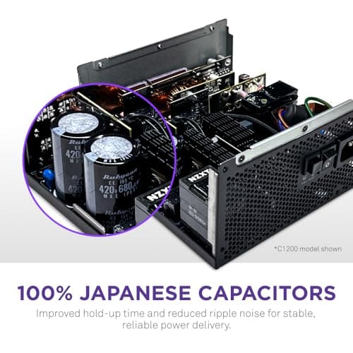 NZXT C850 Gold ATX 3.1 - Fully Modular Low-Noise PC Gaming Power Supply - 850 Watts - 80 Plus Gold - 12V-2x6 Connector - Zero Fan Mode - 100% Japanese Capacitors - Black