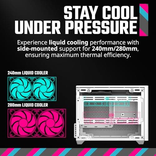 Cooler Master NR200 White Mini-ITX PC Case, 330mm Horizontal Triple-Slot Mount GPU, 240mm|280mm AIO, SFX PSU 130mm, Compatible RX 7900 XTX|4080 Super, Vented Panels, DIY
