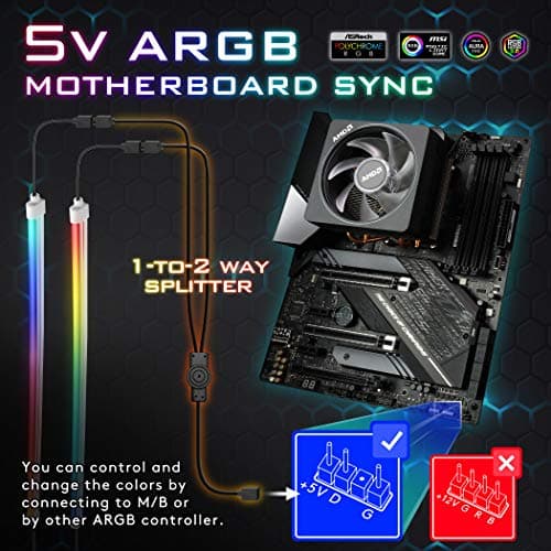 EZDIY-FAB Premium LED Strip Kit for PC 5V ARGB Motherboard Sync,Upgraded with 3-Kinds Mounting Clips-2X 400mm Smooth Lighting Strip
