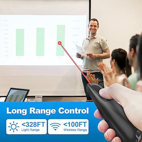 Presentation Clickers for PowerPoint, Clicker for Laptop Presentations Remote, USB Wireless Presenter Remote, Power Point Remote Clicker for Computer/Mac/PPT/Google Slide Advancer