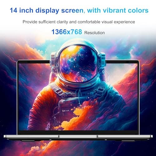 Laptop Computer, 14 inch Laptop Dual-Core Cerelon N4000 6GB RAM 128GB SSD Portable Laptop, 1366x768 IPS Display Fanless Design Laptop PC, WiFi 2.4/5G, BT 5.0, USB 3.0, Mini HDMI, Include USB-C Hub