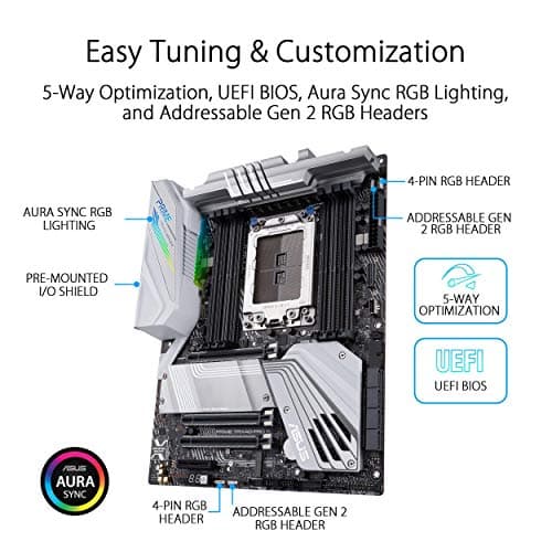 ASUS Prime TRX40-Pro S AMD sTRX4 3rd Gen Ryzen Threadripper ATX Content Creation Motherboard (16 Power Stages, PCIe 4.0, DDR4, Triple M.2, Gigabit LAN, Aura Sync RGB).