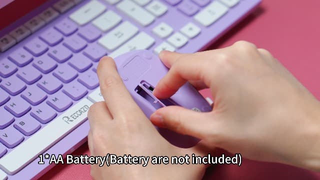Wireless Keyboard and Mouse Combo, Full-Sized Wireless Keyboard and Adjustable DPI Mouse, 2.4GHz USB Receiver, Wireless Keyboard and Mouse for PC, Windows, Desktop, Laptop (Purple)