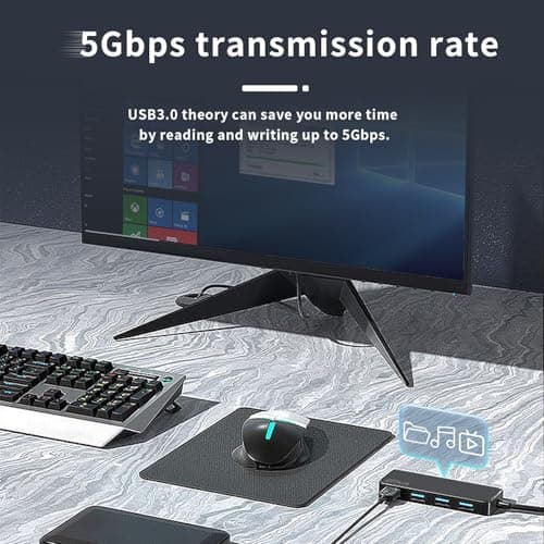 USB 3.0 Hub, 4 Port USB Hub Splitter,Portable USB Adapter Mini Multiport Expander for Desktop, Laptop, Xbox, Flash Drive, HDD, Console, Printer, PC, Keyboards, HP, Dell