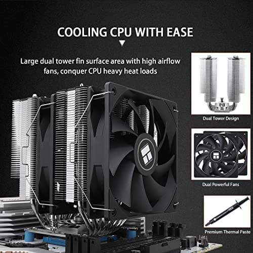 Thermalright PS120SE ARGB CPU Air Cooler, 7 Heat Pipes CPU Cooler,Dual 120mm TL-C12B-S V2 PWM Fan, AGHP 4.0 Technilogy, S-FDB Bearing, for AMD AM4 AM5/Intel 1700/1150/1151/1200, PC Cooler