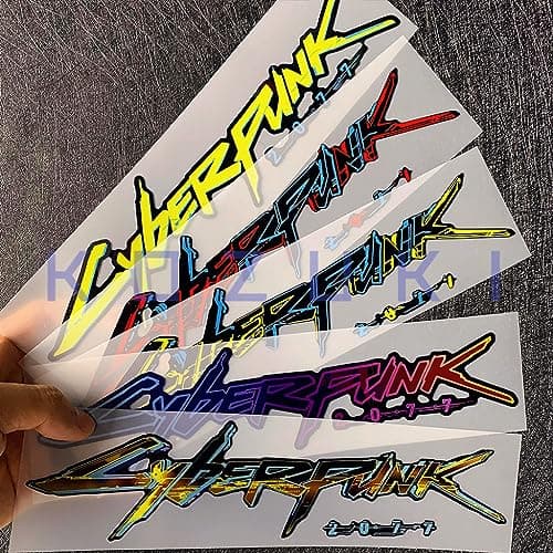 Vinyl Sticker Cyberpunk Decal Water Proof Reflective for Car, Laptop (Red+Blue)