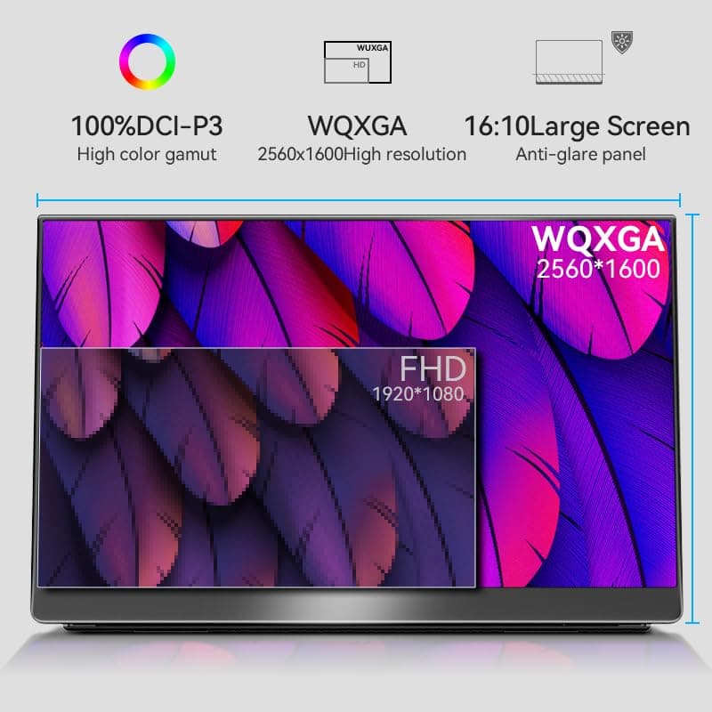 Q3 Touchscreen with Stylus, 16" 16:10, 2.5K IPS, 400 Nit Brightness, 2560x1600 Resolution Screen, Portable Monitor Display, for Gaming, Office, and Digital Art.