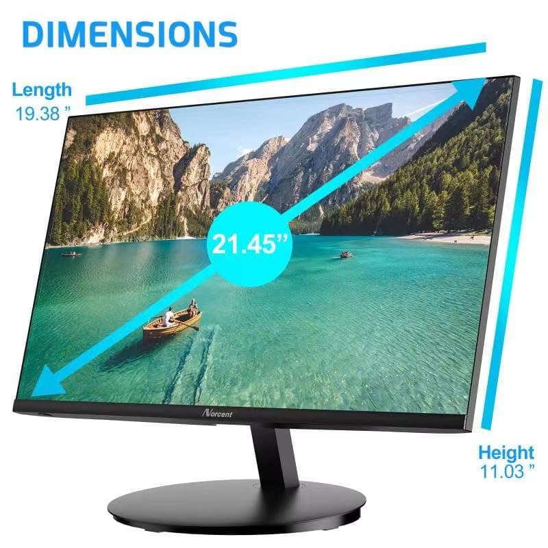 22 Inch Monitor with HDMI VGA Port, 1080P 75Hz Full HD VA LED Ultra Thin Bezel Display, Flicker-Free, Blue Light Filter, Built-in Speakers, Tilt Adjustment