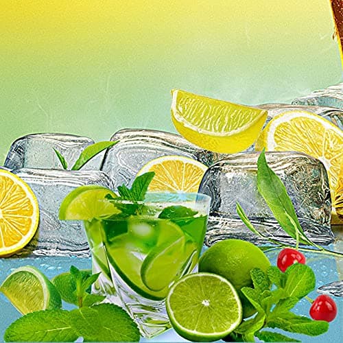 40 Pcs Fake Crushed Ice and Square Ice Rocks,10 Pcs Artificial Fruit Lemon Slices, 4 Pcs Simulation Lemon Blocks and 10 Pcs Lifelike Cherries for Home Kitchen Decoration Photography Prop