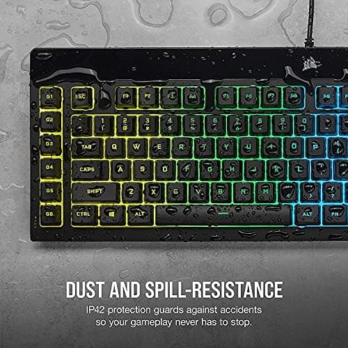 Corsair K55 RGB PRO Membrane Wired Gaming Keyboard – IP42 Dust and Spill-Resistant – 6 Macro Keys with Elgato Integration – iCUE Compatible – QWERTY NA – PC, Mac, Xbox – Black