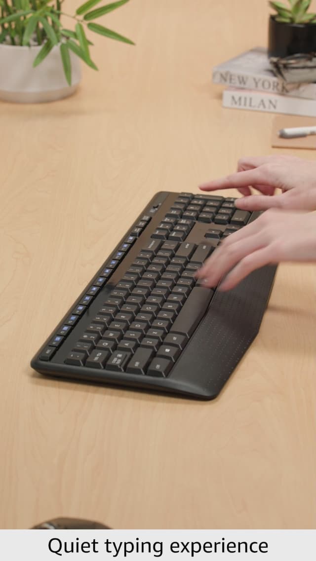 Logitech K345 Wireless Keyboard - Full-Sized Keyboard with Palm Rest, 2.4 GHz Wireless USB Receiver - for PC, Laptop