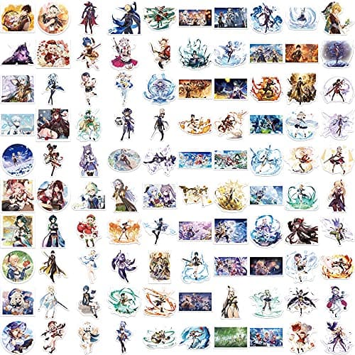 Genshin Impact Stickers 100pcs Video Game Stickers Waterproof Vinyl for Laptop Hydroflask Water Bottle Skateboard Luggage (100, Game)