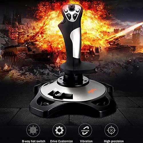 PC Joystick, USB Gaming Flight Simulator Game Controller with Vibration Function and Throttle Control, PXN 2113 Wired Gamepad Flight Sim Stick for Windows PC/Computer