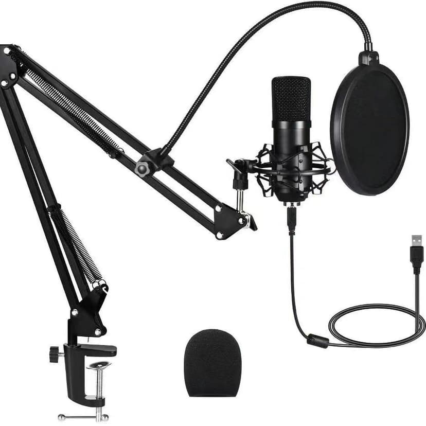 AMOOX Condenser Microphone,Professional USB Microphone Plug & Play PC Computer Microphone Condenser Cardioid Mic Kit with Adjustable Boom Arm Stand Shock Mount,for Podcast,Streaming,YouTube，Tiktok