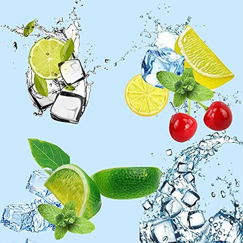 40 Pcs Fake Crushed Ice and Square Ice Rocks,10 Pcs Artificial Fruit Lemon Slices, 4 Pcs Simulation Lemon Blocks and 10 Pcs Lifelike Cherries for Home Kitchen Decoration Photography Prop