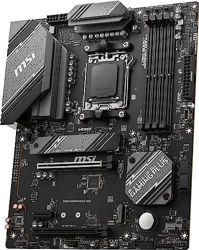 MSI B650 Gaming Plus WiFi Gaming Motherboard (AMD Ryzen 9000/8000/7000 Series Processors, AM5, DDR5, PCIe 4.0, M.2, SATA 6Gb/s, USB 3.2 Gen 2, HDMI/DP, Wi-Fi 6E, Bluetooth 5.3, 2.5Gbps LAN, ATX)