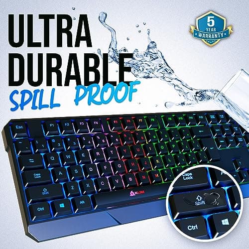 KLIM Chroma Gaming Keyboard Wired USB - New - Durable Ergonomic Waterproof Silent Backlit - Ideal for Gaming and Office - Teclado Gamer - 2 ms Response Time - PC Laptop Mac PS4 PS5 - Black