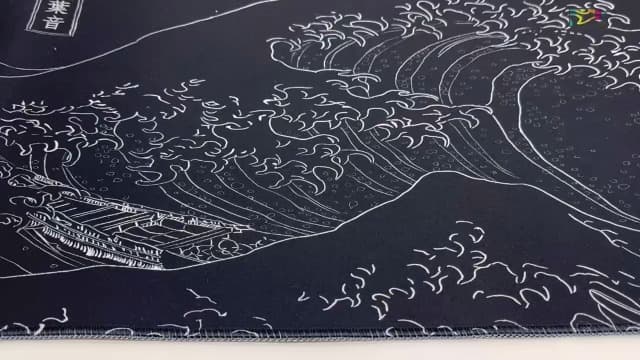 Japanese Gaming Mouse Pad Black Mouse Pad Kanagawa Large Mousepad Non-Slip Rubber Base Waterproof with Stitched Edges for Gaming Office Home, 31.5x11.8 Inch (Black Wave)