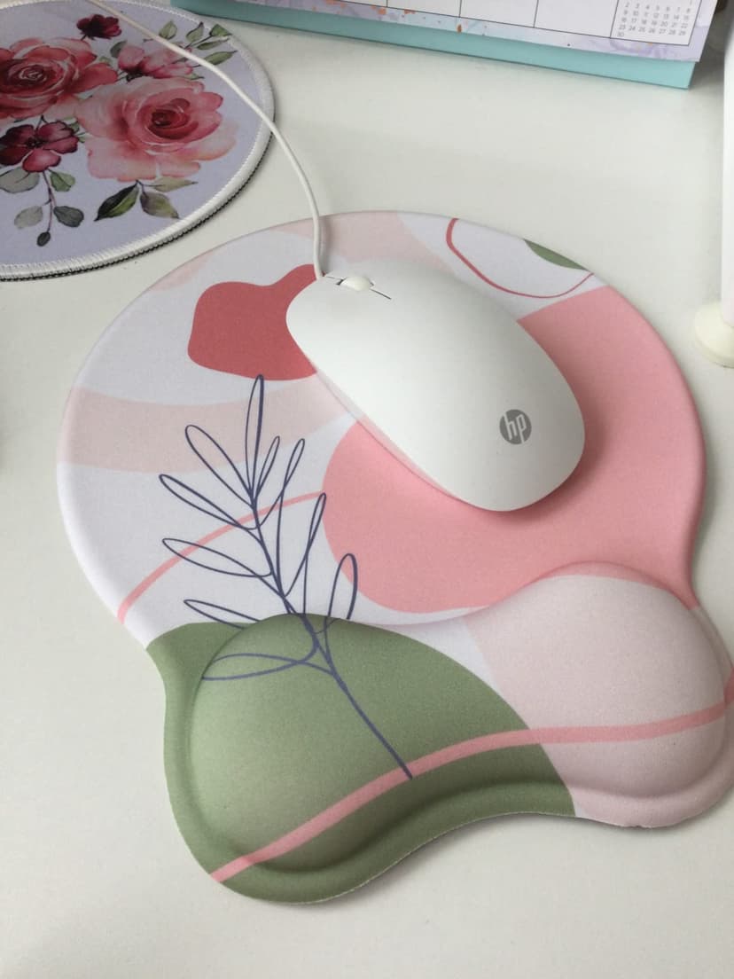 eulps Mouse Pad with Wrist Rest, Comfortable Computer Mousepad with Gel Wrist Support Smooth Surface and Non-Slip PU Base for Pain Relief, Laptop, Office & Home (Rose)