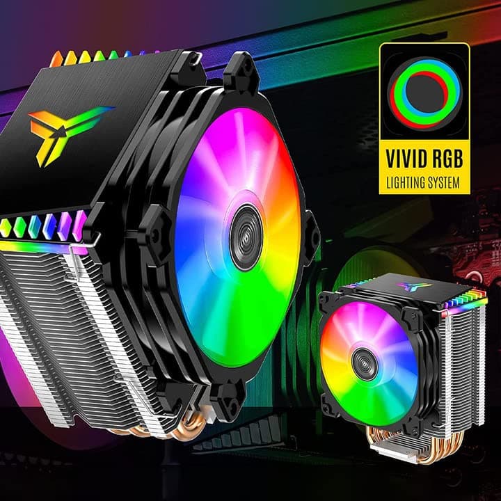 JONSBO CR1400 RGB CPU Air Cooler, 92mm PWM CPU Cooler with 4 Heat Pipes, Removable Computer PC Fans Easy to Install, Quiet Rainbow RGB Cooling Fan for Intel LGA 1851/1700/1200/1151, AMD AM4 AM5, Black