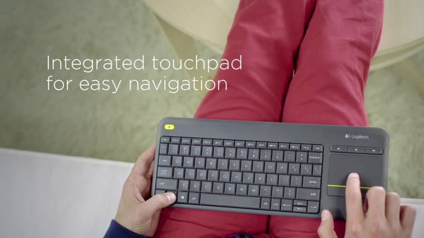 Logitech K400 Plus Wireless Touch TV Keyboard With Easy Media Control and Built-in Touchpad, HTPC Keyboard for PC-connected TV, Windows, Android, ChromeOS, Laptop, Tablet - Black