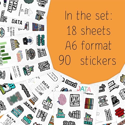 BulbaCraft Data Science Stickers for Water Bottle and Laptop - Data Science Party Favors & Decorations, Waterproof Vinyl Decals, Tech and Coding Stickers, Gifts for Women & Men