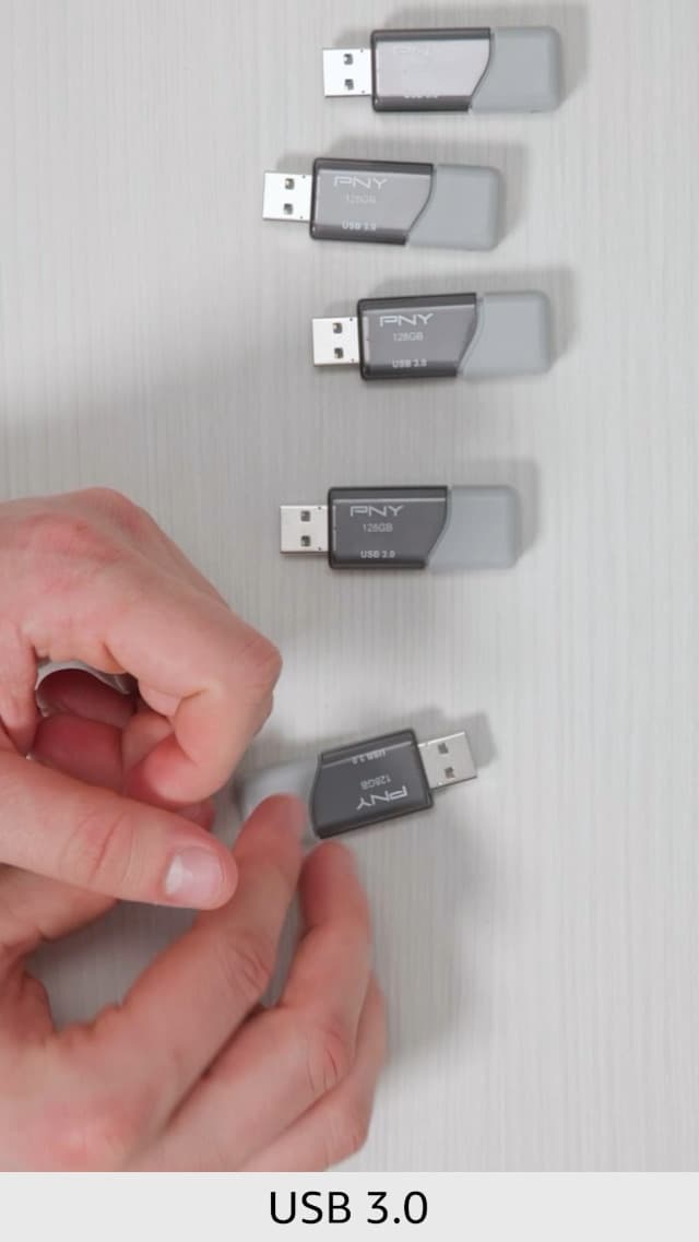 PNY 128GB Turbo Attaché 3 USB 3.0 Flash Drive 5-Pack – Grey, P-FD128X5TBOP-MP, 100MB/s, Light-Weight Durable - Data Storage and Transfer