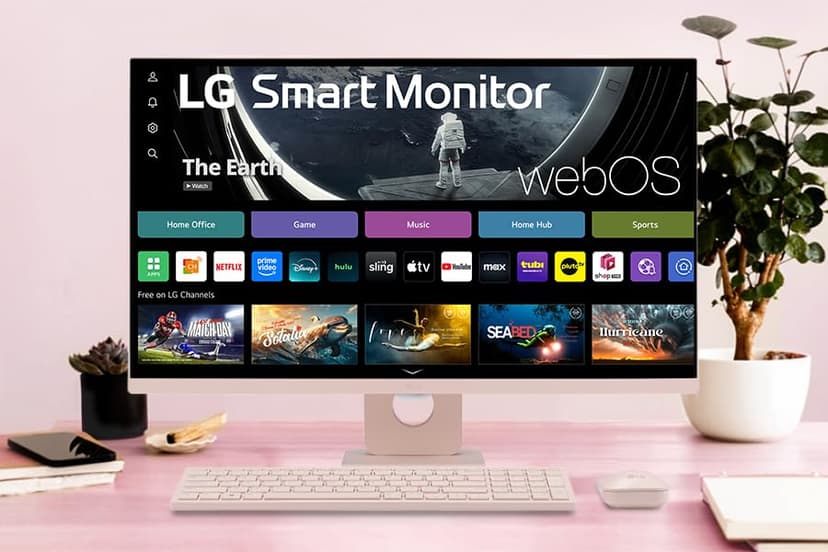 LG 27SR5BF-P 27-inch FHD (1920x1080) Smart Monitor with Streaming TV, webOS, Wireless Keyboard, Mouse, HDR10, IPS Display, webOS, Speaker, ThinQ App, Remote Control, Pink