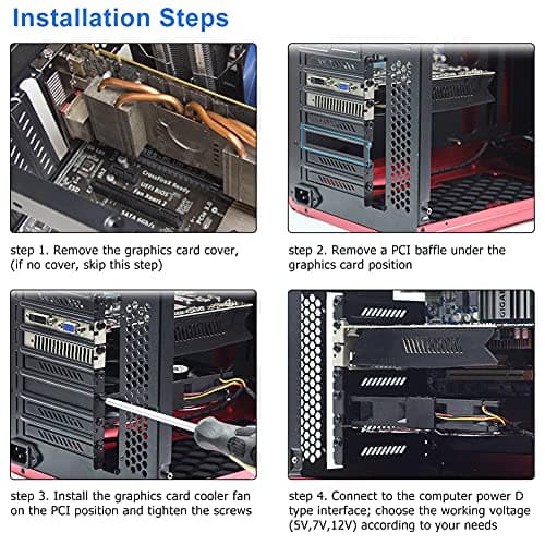 GDSTIME Graphic Card Fans, PCI Slot 3 x 90mm 92mm Fans, Graphics Card Cooler, Video Card VGA Cooler