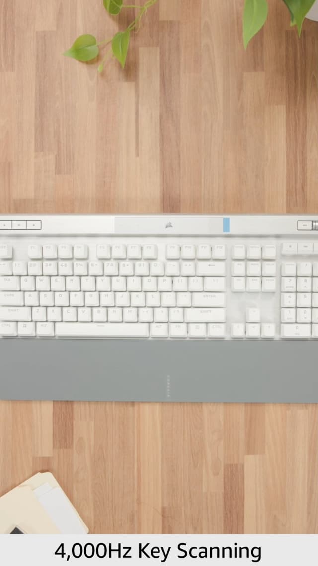 Corsair K70 PRO RGB Optical-Mechanical Gaming Keyboard - OPX Linear Switches, PBT Double-Shot Keycaps, 8,000Hz Hyper-Polling, Magnetic Soft-Touch Palm Rest - NA Layout, QWERTY - White